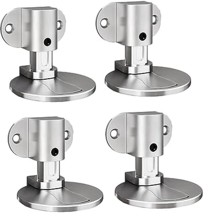 Onzichtbare magnetische deurstopper set - Verstelbare deurstopper voor diverse deurtypes met boor- en plakopties (4 stuks, zilver)