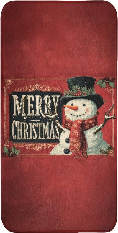 WC mat 60x120 cm - Antislip - Klassiek - Kerstgroet - Sneeuwpop - Rood - Toiletmat - Vloermat - Douchemat - Toilet tapijt - Toiletmatten