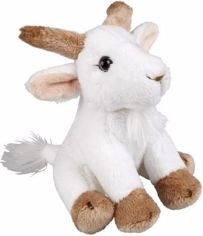 Ravensden Pluche geitje - knuffel geitje - wit - 15 cm - boerderij dieren knuffel