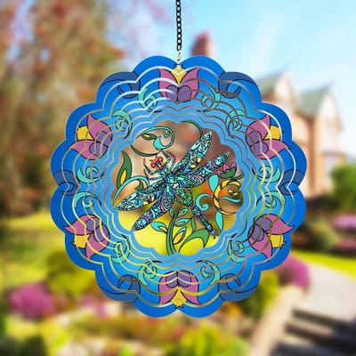 Windgong - Windrotor - 30 cm - 3D kinetische hangende sculptuur, roestvrije metalen tuindecoratie, terraskunst -Stijl 12
