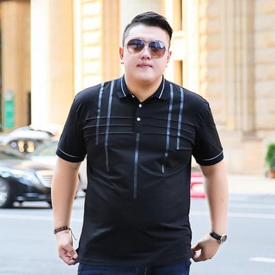 T-shirt à manches courtes pour homme, taille XL, coupe ample, style décontracté chic, polo, grande taille. 5XL noir