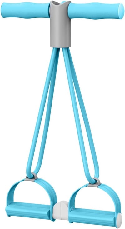 Enkelpedaal Fitness - Trainingspedaal Banden - Thuis Sporten - Vier Sterke Spantouwen - 26 x 24 x 7 cm - Blauw