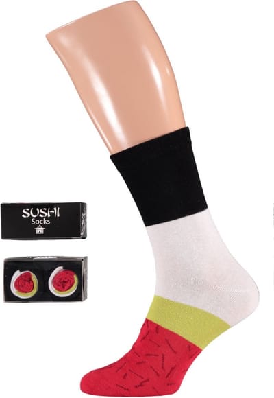 Apollo - Sushi sokken giftbox - Groen/Wit/Zwart - Maat 36/41 - Geschenkdoos - Cadeaudoos - Giftbox vrouwen - Geschenkdoos Karton - Giftbox sokken Vrouwen - Sushi sokken - Sushi sokken Vrouwen