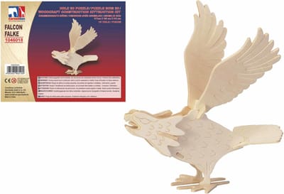 Cornelissen Houten dieren 3D puzzel valk - vogels - Speelgoed bouwpakket - 21,7 x 18,5 x 21,5 cm
