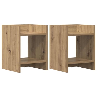 vidaXL - Plantenstand - 2 - st - Artisanaal - eiken - 30 - x - 30 - x - 40 - cm - Bewerkt - hout