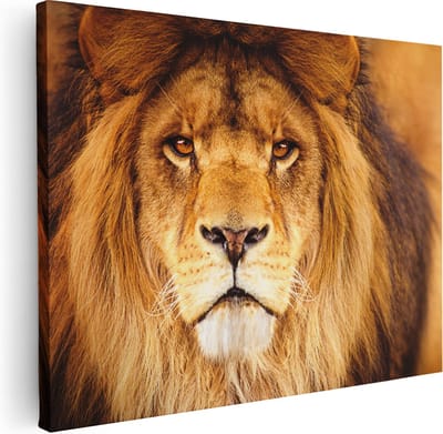 Artaza Canvas Schilderij Leeuwenkop - 40x30 cm - Klein - Muurdecoratie Dieren - Wanddecoratie Woonkamer - Kamer Accessoires