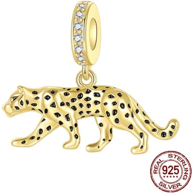Pendentifs Charms Animal Panthère Léopard Doré Cuivre Convient aux Bracelets à Trou de 4 mm Perles DIY Bijoux Dames Cadeaux