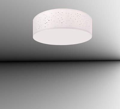 TRANGO 3137 Plafondlamp 38cm Ø Starry Sky stoffen kap in rond *WIT* incl. 2x E27 Lamphouder voor LED-lampen Woonkamer, slaapkamer, hal, logeerkamer Kantoorlamp Stoffen plafondlamp (zonder gloeilamp)