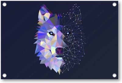 Abstracte Wolf - Tuinposter 90x60 - Wanddecoratie - Minimalist - Dieren