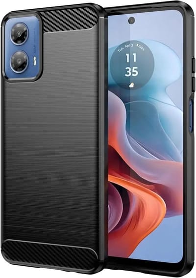 Geborsteld TPU Hoesje Geschikt voor Motorola Moto G24 Power | Beschermhoes | Back Cover | Flexibel TPU | Stijlvol Carbon | Dun | Zwart