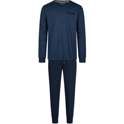 Phil & Co Essential Heren Pyjama Set Lang Blauw/Gestreept - Maat XL