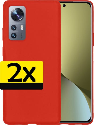 Hoesje - 2 Stuks - Geschikt voor Xiaomi 12X - Sterk & Shockproof - Case Siliconen - Back Cover - Telefoon Hoes - Telefoonhoesjes - Rood