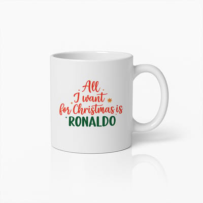 All I Want for Christmas is Ronaldo Mok 330ml – Grappige Voetbal Koffiebeker – Perfect Kerstcadeau voor Voetbalfans