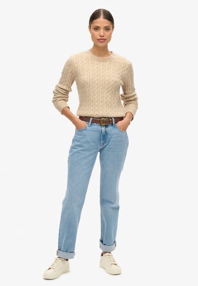 Superdry FITTED CABLE CREW NECK JUMPER Dames Trui - Maat S