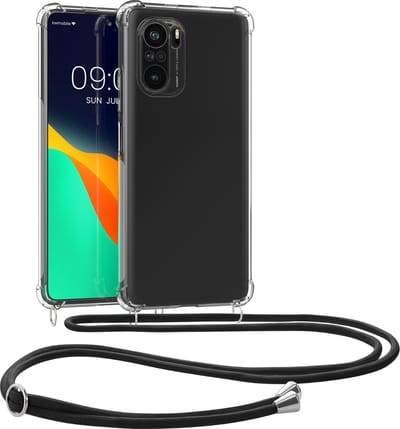 kwmobile telefoonhoesje geschikt voor Xiaomi Mi 11i / Poco F3 - Hoesje met telefoonkoord - Back cover in zwart / transparant