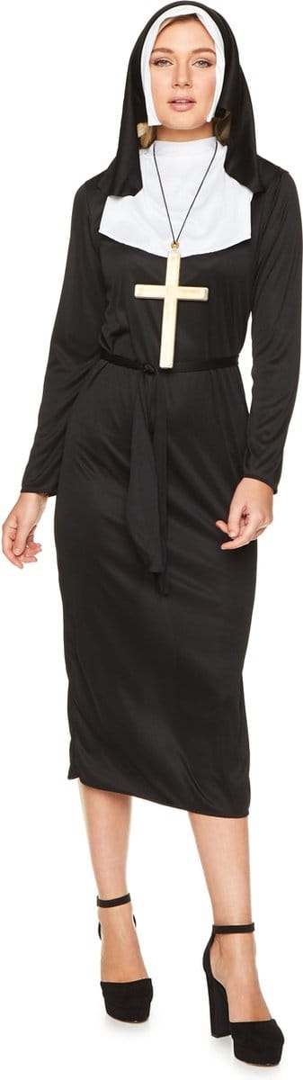 Karnival Costumes Zuster Ursula Non Kostuum Halloween Kostuum Dames Halloween Kostuum Volwassenen Carnavalskleding Dames Carnaval - Polyester Maat XS - 3-Delig Jurk/Sjaal/Hoofddeksel