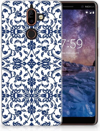 Nokia 7 Plus TPU Case Flower Blue