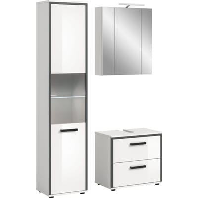 Furnilux Badcombinatie met verlichting 3-delige set met hoge kast en spiegelkast