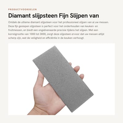 Dailygoods- Slijpsteen diamant 1000 korrel - Slijpsteen voor messen - Slijpsteen set - Slijpsteen fijn - Slijpsteen rechthoekig - Duurzaam diamantmateriaal