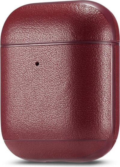AirPods hoesjes van By Qubix - AirPods 1/2 hoesje Genuine Leather Series - hard case - Wijn rood Airpods Case Hoesje voor Airpods Airpods 1 Airpods 2
