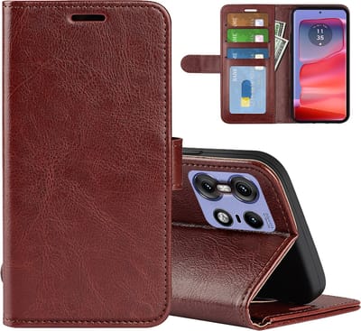 MobyDefend Hoesje - Geschikt voor Motorola Edge 50 Pro - Wallet Book Case (Sluiting Achterkant) - Bruin