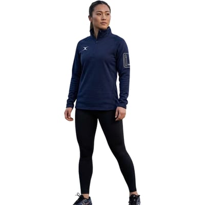 Gilbert Dames-fleece-sweatshirt met kwartritssluiting, raglanmouwen en lange mouwen (Donkere marine)