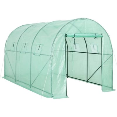 Gardebruk Kweekkas 7m² - Roldeur & 6 Ramen 350x200x200cm Groen