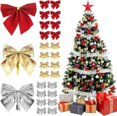 Kerststrikken Set van 36 Stuks in 3 Kleuren voor Versiering en Cadeauverpakking