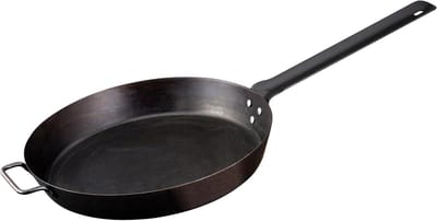 Grote Gietijzeren Koekenpan 50 cm - Gekruide Stalen Koekenpan voor Buiten Koken