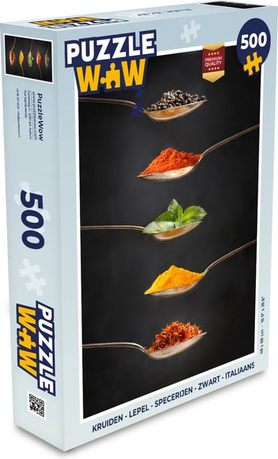 Puzzel Kruiden - Lepel - Specerijen - Zwart - Italiaans - Legpuzzel - Puzzel 500 stukjes