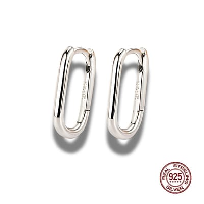 Oorringen - oorbellen - 925 sterling zilver - rechthoekig - klapsluiting