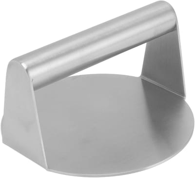 Vleespers - Burger Smasher - Gelijkmatig Grillen - Hoogwaardig RVS - 14x14x7.5 cm - Zilverkleurig