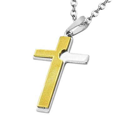 Amanto Ketting Django Goldy - 316L Staal - Kruis - 52x32mm - 60cm