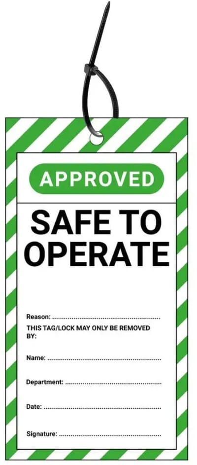 LOTO tags safe to operate EN - 10 stuks - inclusief tiewraps