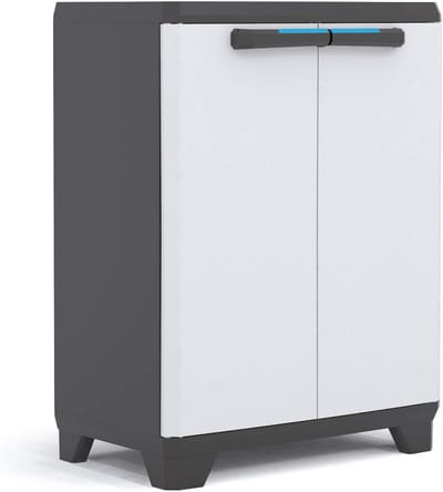 Kunststof kast met verstelbare planken en deuren, ideaal voor garage en werkplaats - 68 x 39 x 90 cm
