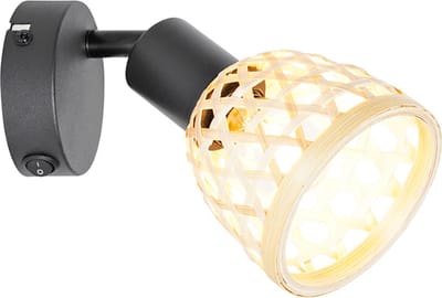 QAZQA rayan - Oosterse Wand en Plafondspot | Spotje | Opbouwspot voor binnen - 1 lichts - D 20 cm - Naturel - Woonkamer | Slaapkamer | Keuken