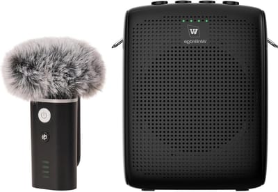 Spraakversterker Draadloos - Zender Microfoon - Presenteren Lesgeven - Winddichte Lavalier - 15m Bereik - Zwart