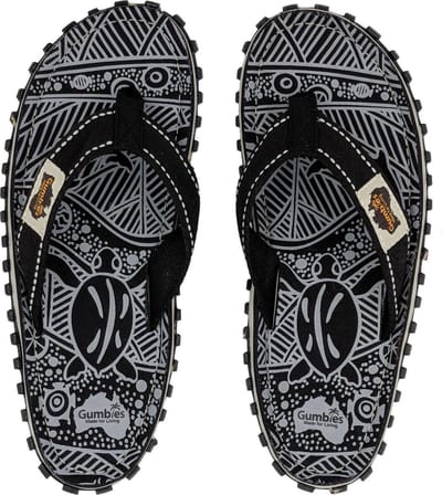 Gumbies - heren Teenslipper -  ISLANDER CANVAS SLIPPERS BLACK SIGNATURE PATTERN - Maat 47