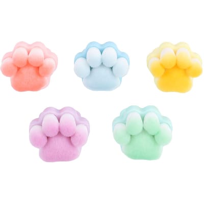Kattenpoot Nagelborstel Zacht Dicht Schattig Lichtgewicht Open Ring Nagelborstel voor Salon Thuisgebruik 5 stuks