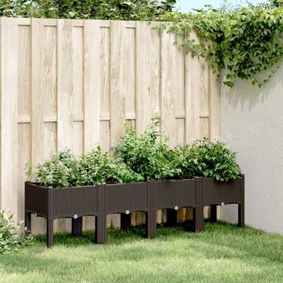 vidaXL - Plantenbak - met - poten - 160x40x42 - cm - polypropeen - bruin