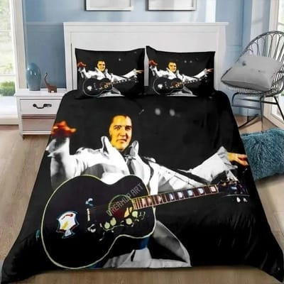P-Presley Dekbedovertrek Retro E-Elvis Beddengoed Set Dekbed Beddengoed Set Dekbedovertrek Kussensloop King Queen Twin Maat Jongens Meisjes Volwassenen 100x135cm-2pcs
