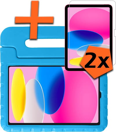 Hoesje - Geschikt voor Apple iPad 10 (2022) - 10.9 inch - 10e Generatie - Met 2x Screenprotector - Kinderhoes Shockproof Bumper - Kidsproof Case - Tablet Hoes - Kinder Hoes Cover - Blauw