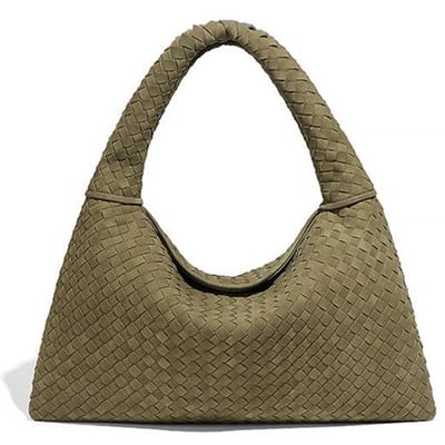 Modieuze Enkelvoudige Schouder Handgeweven Dames Tas, Grote Capaciteit Pendel Tote Bag, Mat Suede, Veelzijdige Onderarm Tas gray