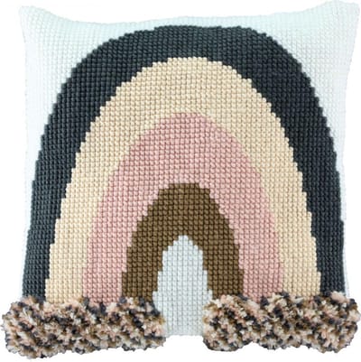 Pako borduurpakket kruissteek / knoop kussen - Regenboog - geprint stramien - 012.006 - DIY kit
