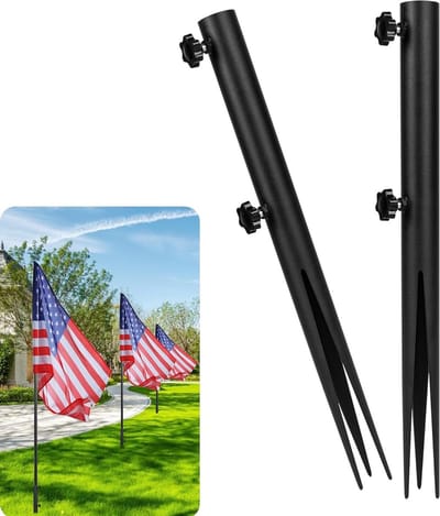 Set van 2 metalen fakkelstaken voor buitengebruik, grondspikes voor vlaggenpalen en tuinverlichting, duurzame bevestigingsstaken voor buitendecoratie