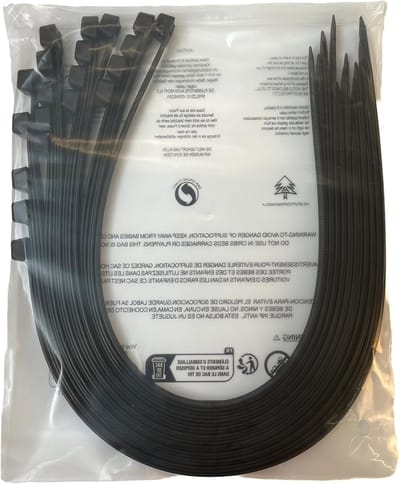 Kabelbinders,1000 mm x 9 mm,Treksterkte 80 kg, 10 Stuks, Zwart