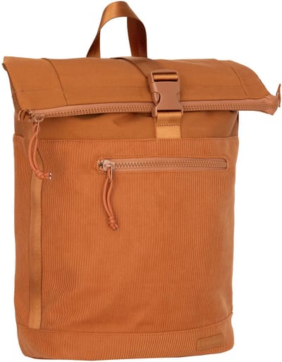 New Rebels New York Ribbi Rolltop Rugzak 17-21L Schooltas & Werktas Ribstof Laptop Rugtas 15.6 inch coffee bruin
