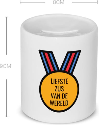 Akyol - liefste zus van de wereld Spaarpot - Zus - de liefste zus - verjaardagscadeau - verjaardag - cadeau - cadeautje voor zus - zus artikelen - kado - geschenk - gift - 350 ML inhoud