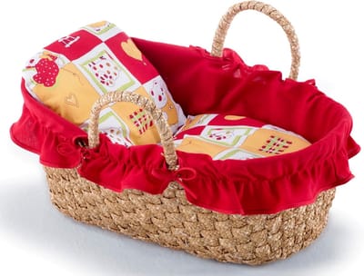 Poppendraagtas 40 cm met 2-delige Kussenset - Volledig Gegalonneerd