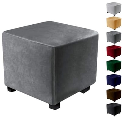 Effen Kleur Poef Covers Vierkant - Stretch Slipcovers voor Voetsteun en Meubelbeschermer